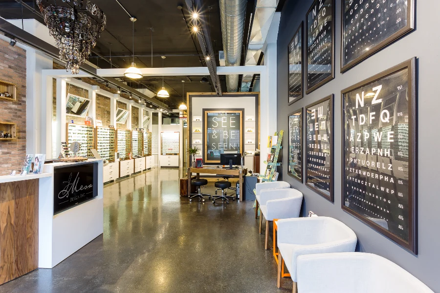 A view through the showroom and waiting area at See & Be Seen — Liberty Village